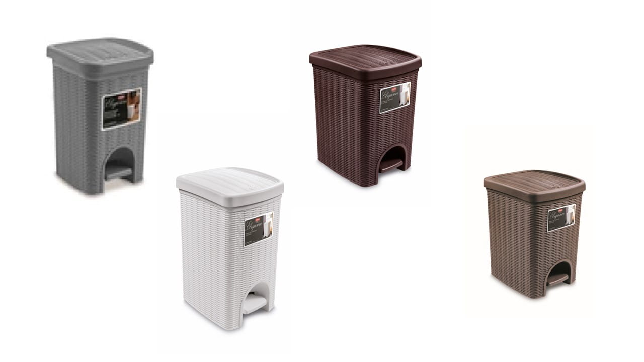 Kosz na śmieci rattan z pedałem 6l ciemny brąz mokka